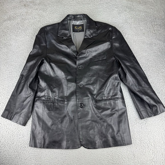 Scully Leather Black Jacket‎ Blazer Pockets Tailored Style Western Style Classic